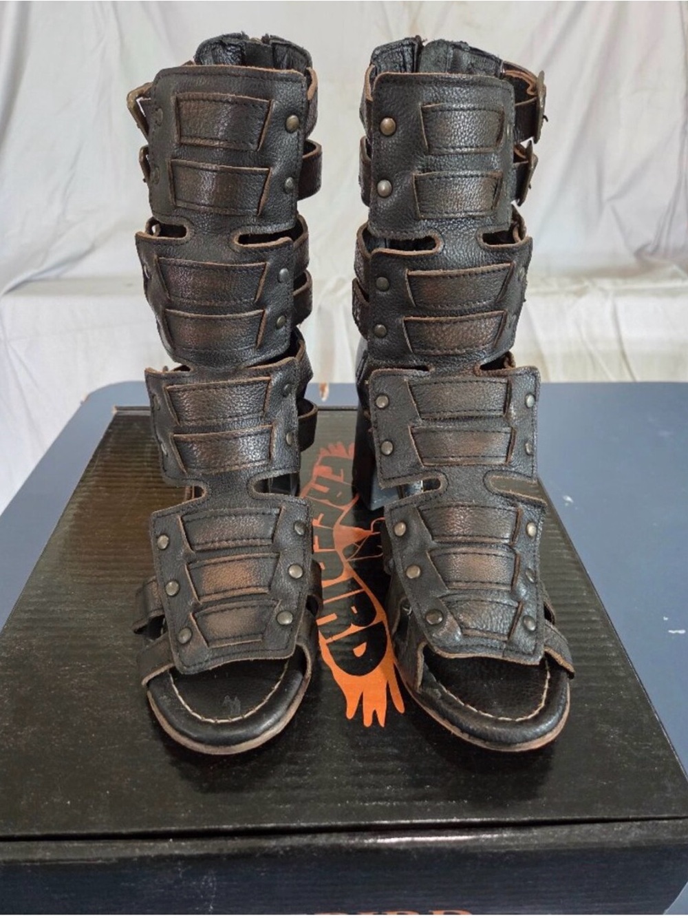 freebird Black Strappy Block Heel Sandals